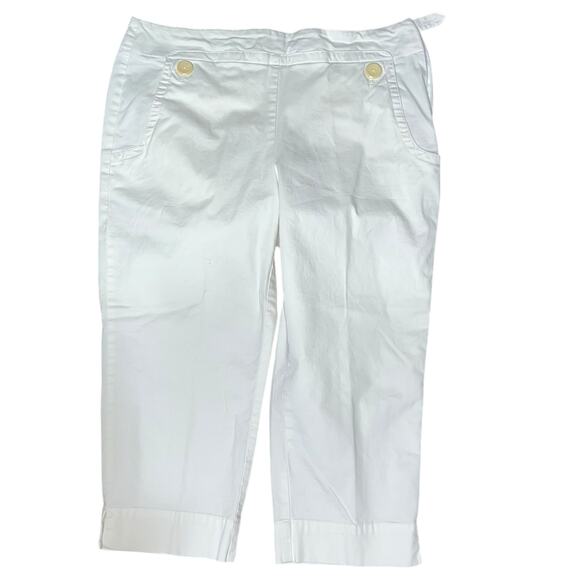 Talbots Petites White Cropped Pants 8P Casual Stretch Cotton Capri - Picture 1 of 6
